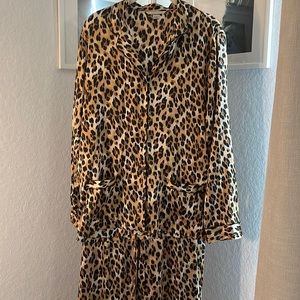 Victoria secret size medium satin Leopard pajama set